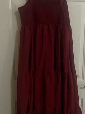 Sleeveless Burgundy Tiered Maxi Dress